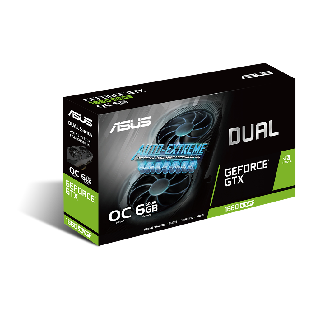Tarjeta de Video ASUS Dual Geforce GTX-1660 Super OC 6GB GDDR6 EVO Rocks HR DVI HDMI DP PCI exp. 3.0