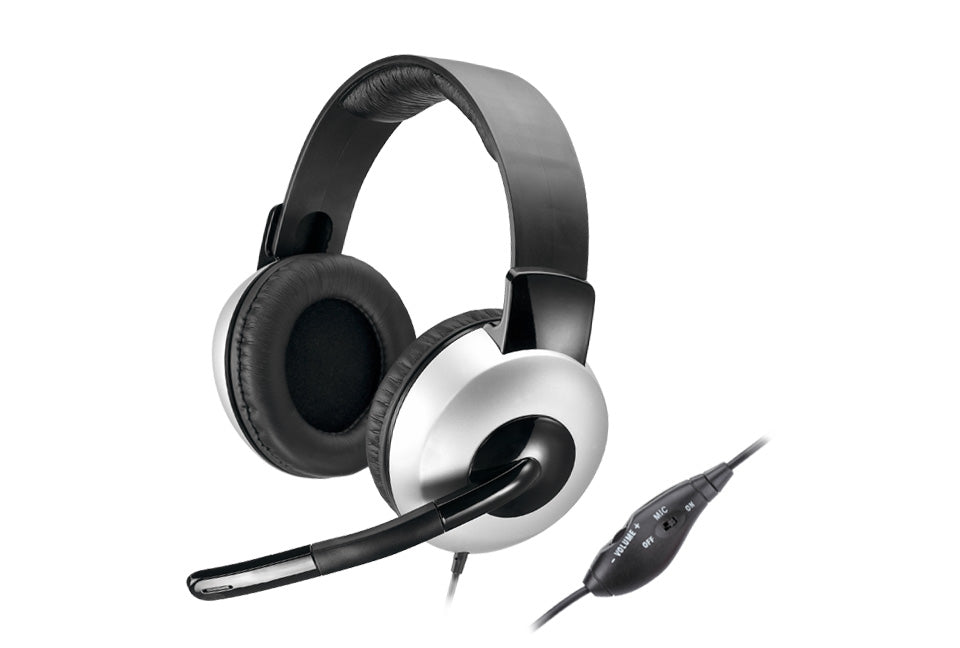 HEADSET GENIUS HS-05A CON MICROFONO WIRED GRIS Negro